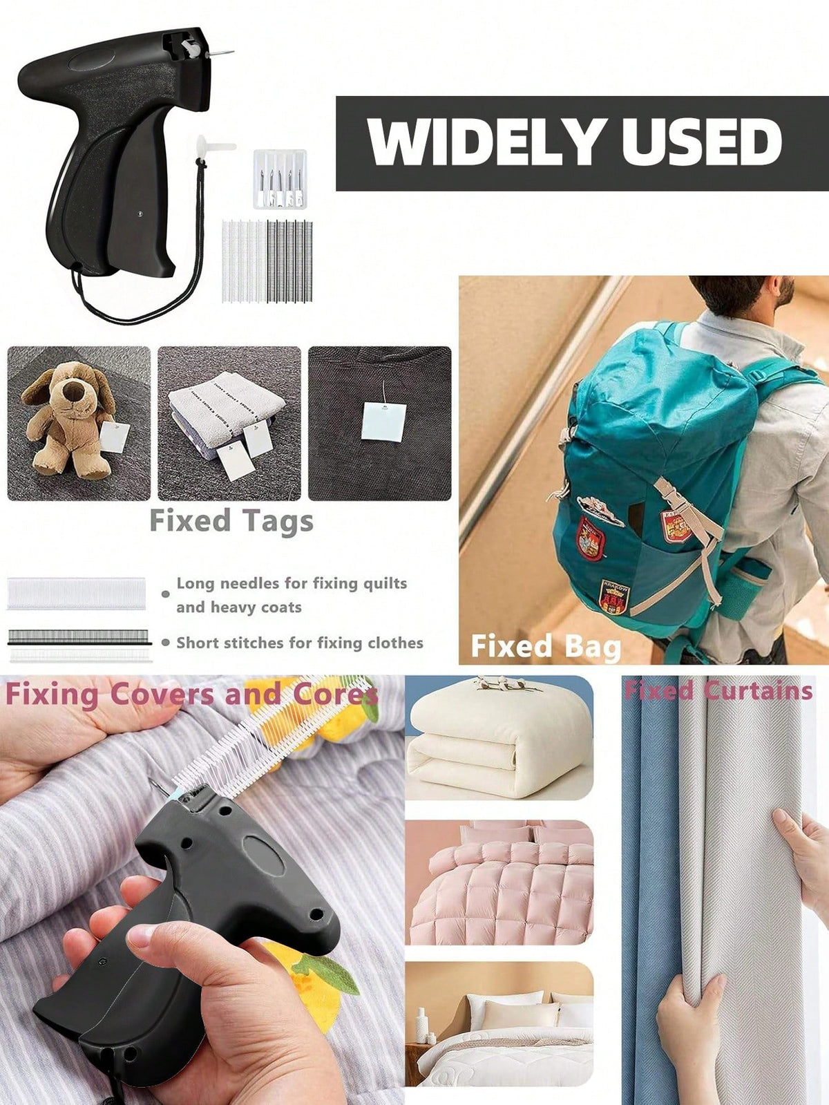 1 + 1000pcs Clothes Repair Sewing Gun Kit, Portable Clothing Mending Sewing Machine, Quick Stitch Gun, Mini Sewing Gun, Fast Mending Clothes Quilt Sewing Gun, Sewing Binding Machine