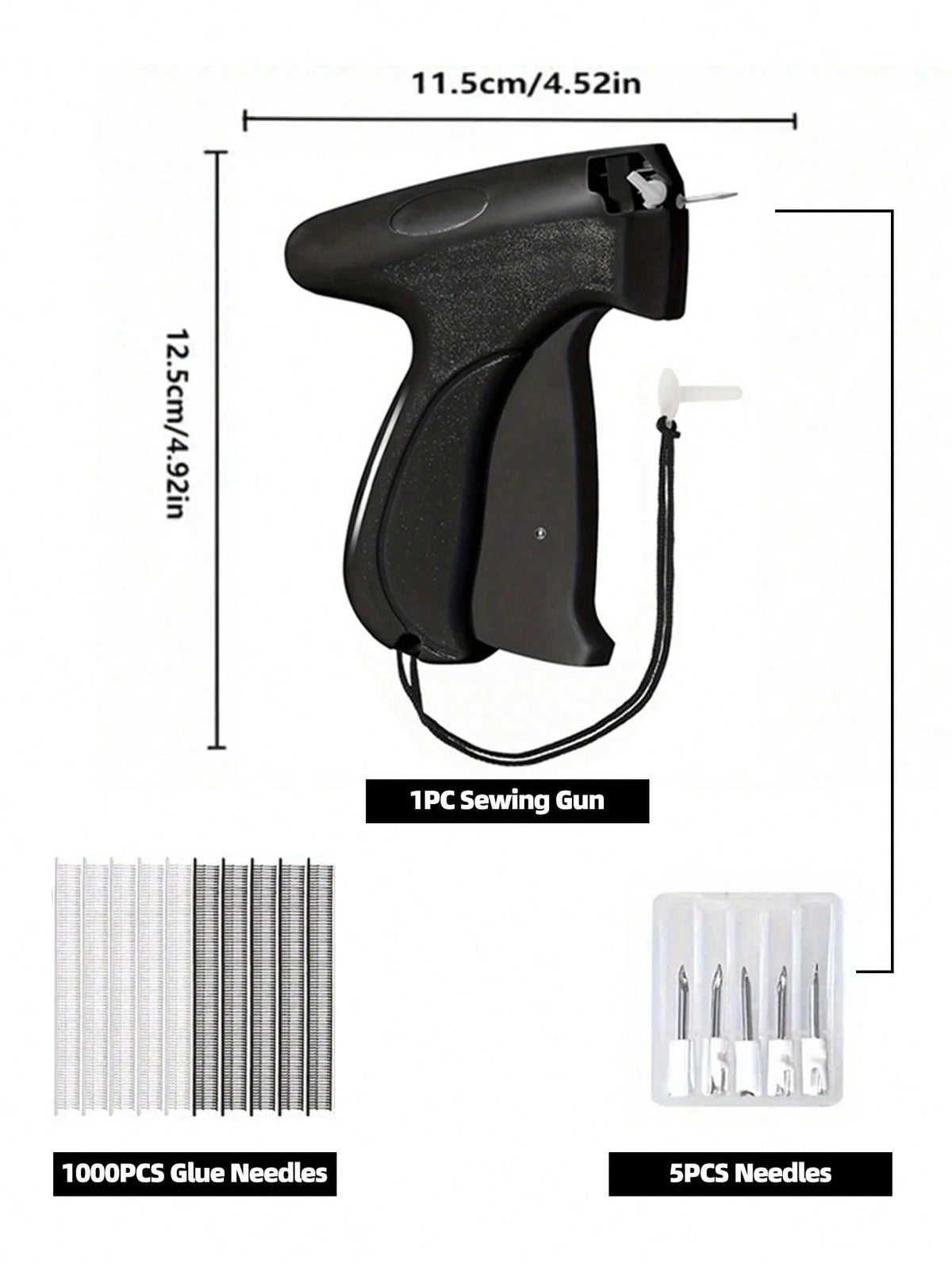1 + 1000pcs Clothes Repair Sewing Gun Kit, Portable Clothing Mending Sewing Machine, Quick Stitch Gun, Mini Sewing Gun, Fast Mending Clothes Quilt Sewing Gun, Sewing Binding Machine