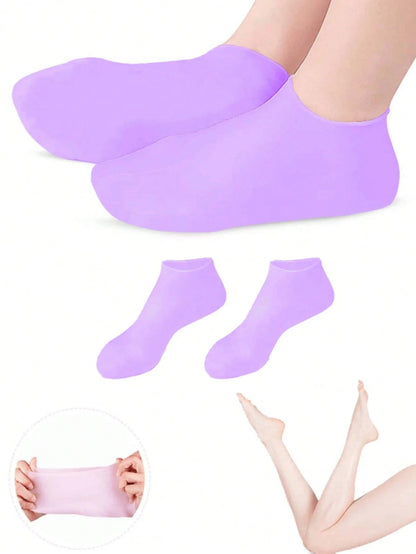1-3pairs Silicone Moisturizing Foot Socks, Effective Foot Care, Prevent Cracked Heels, Remove Dead Skin, Elastic Foot Socks, All-Day Moisture Locking, Prevent Dryness, Odorless, Easy To Wear And Remov