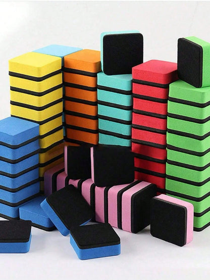 1/5/10/24/48pcs Whiteboard Erasers, Magnetic EVA Felt Blackboard Erasers, Square Erasers, Colorful