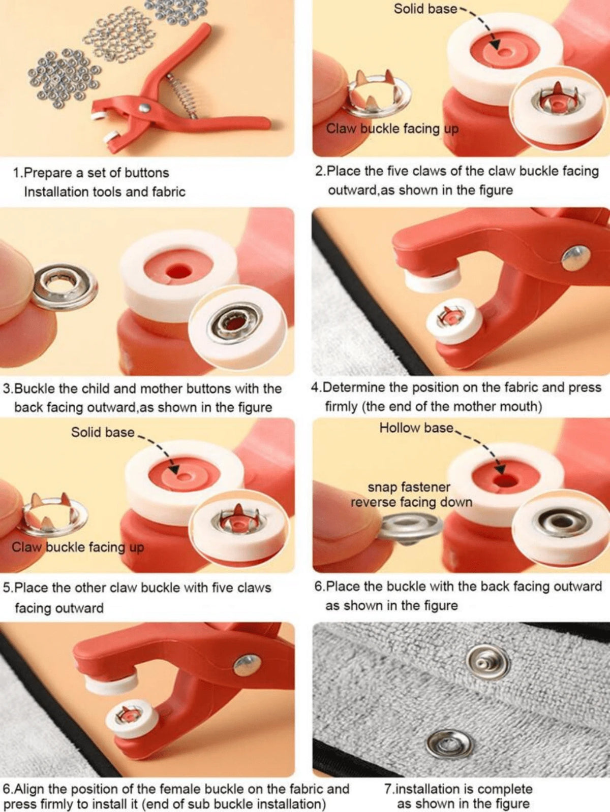 1/50/100/200pcs Set With Buttons And Installation Tools, For Invisible Snap Fasteners, Hidden Clothing Snap Buttons, Multi-Purpose Fasteners