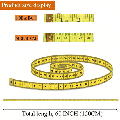 1/5PCS Soft Tape Measure, 60in Double Scale Ruler Measuring Tape Fabric Sewing Ruler For Body Measurement Weight Loss Cloth Knitting Craft(White,Rose Red,Yellow,Blue,Green