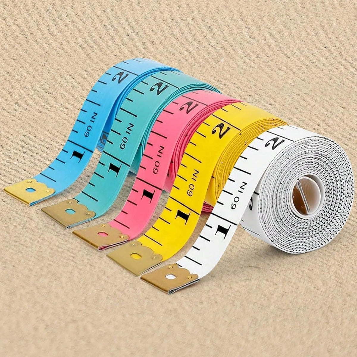 1/5PCS Soft Tape Measure, 60in Double Scale Ruler Measuring Tape Fabric Sewing Ruler For Body Measurement Weight Loss Cloth Knitting Craft(White,Rose Red,Yellow,Blue,Green