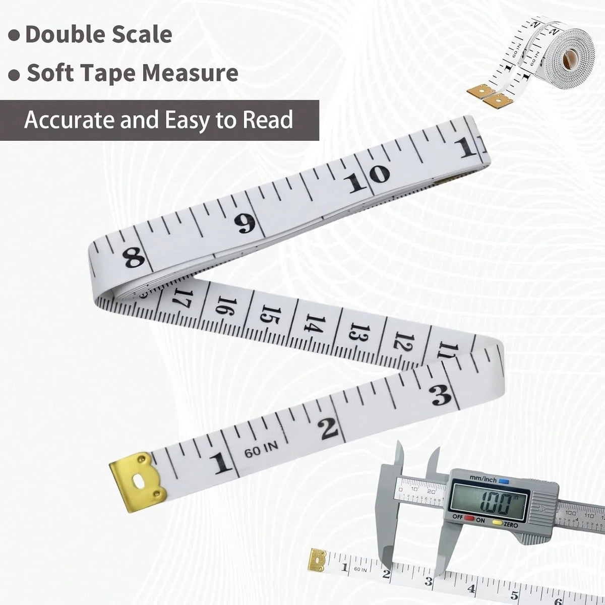 1/5PCS Soft Tape Measure, 60in Double Scale Ruler Measuring Tape Fabric Sewing Ruler For Body Measurement Weight Loss Cloth Knitting Craft(White,Rose Red,Yellow,Blue,Green