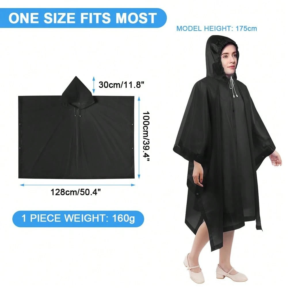 1 Pc Waterproof Raincoat, Waterproof Rain Poncho, Reusable Rain Poncho Pack With Hood, Lightweight And Waterproof Poncho, For Travel And Outdoors, For Men And Women