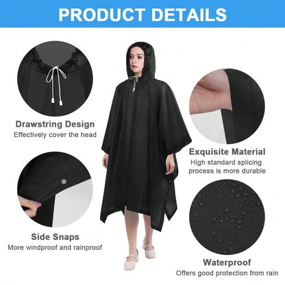 1 Pc Waterproof Raincoat, Waterproof Rain Poncho, Reusable Rain Poncho Pack With Hood, Lightweight And Waterproof Poncho, For Travel And Outdoors, For Men And Women
