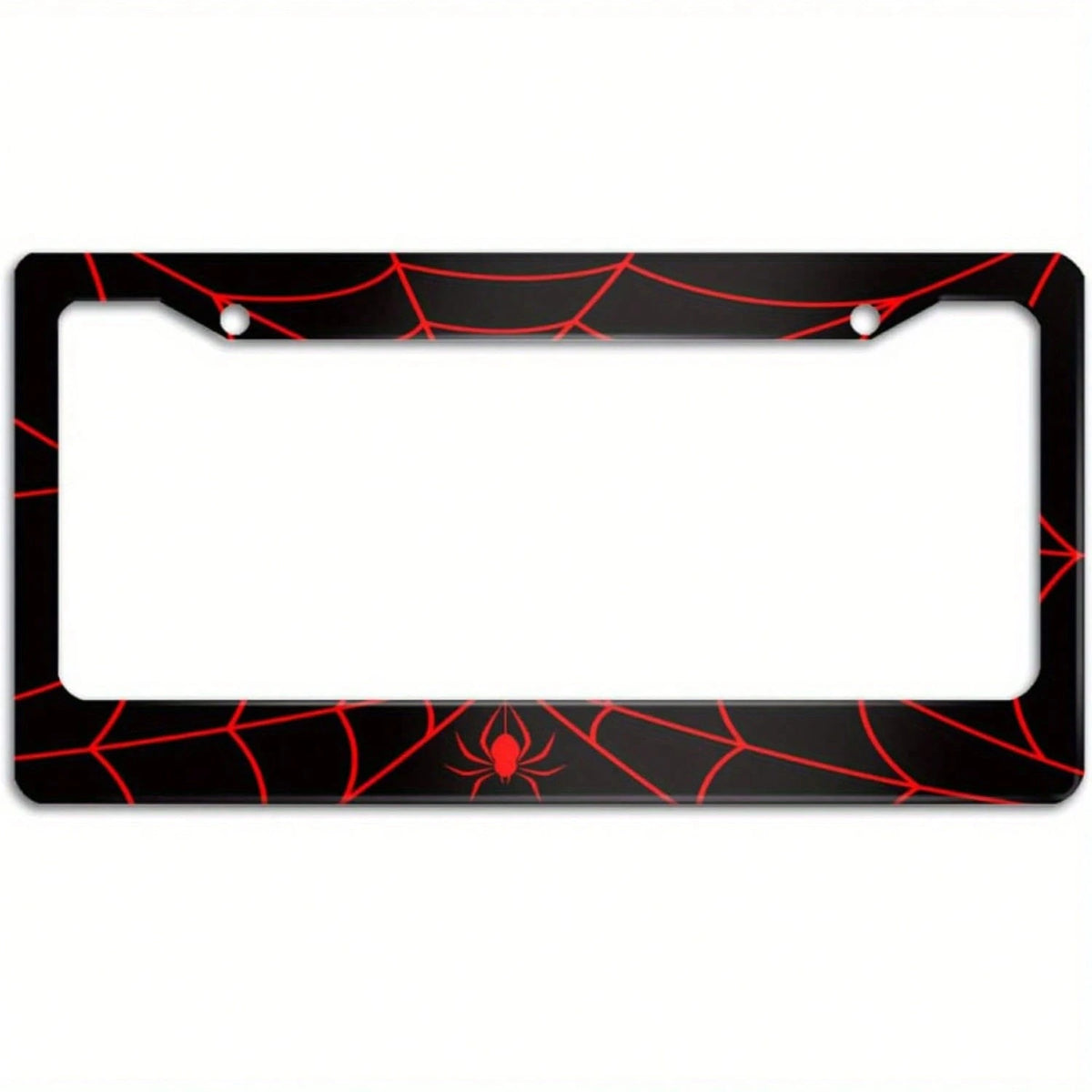 1 Piece, Metal License Plate Frame Featuring A Spiderweb Pattern; Includes 2 Mounting Holes And Screw Caps; Fits Standard US License Plates; Universal Design; An Ideal Exterior Car Accessory And Gift