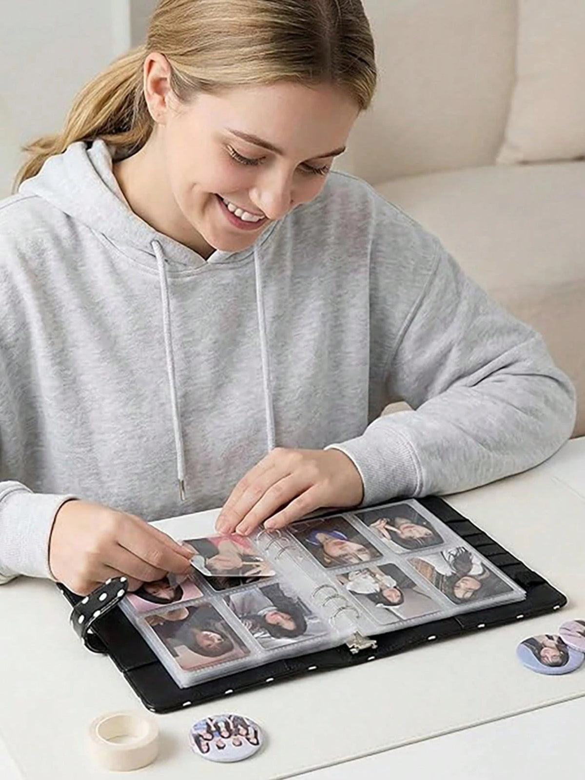 1 Set A5 Photo Album With 25pcs 4-Slot Photo Card Pages, 6-Ring Binder, PU Leather Cover, Collection Album Suitable For Home And Office Use, Perfect For Organizing Family Photos
