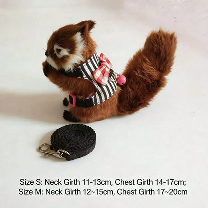 1 Set Pet Harness & Leaf Decor Outfit, With Bow Tie & Bell, Suitable For Guinea Pigs, Hamsters, Mice, Squirrels And Other Pets For Outdoor Walking, Vest