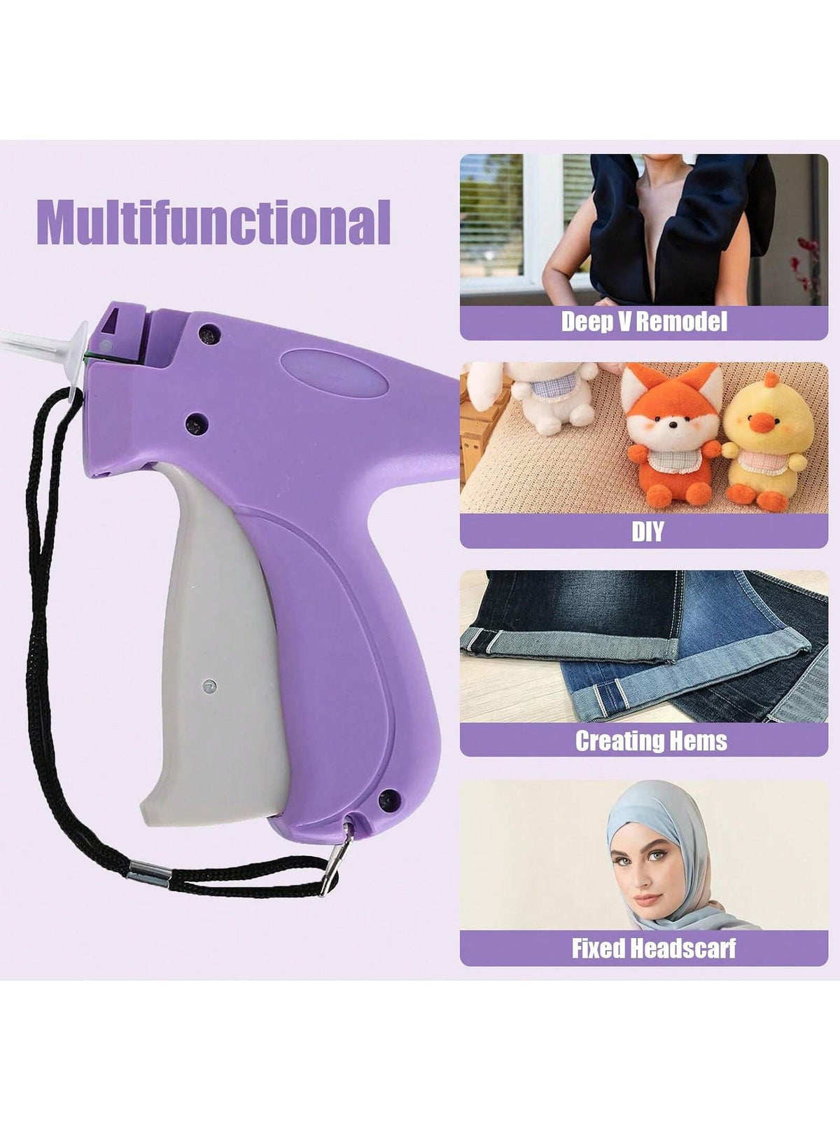 1 Set Portable Sewing Machine Accessories, Quilting Gun, Mini Sewing Gun, Micro Sewing Edging Gun, Clothing Micro Label Sewing Tool (1 Label Gun + 6 Needles + 500 White And 500 Black Snap Fasteners)