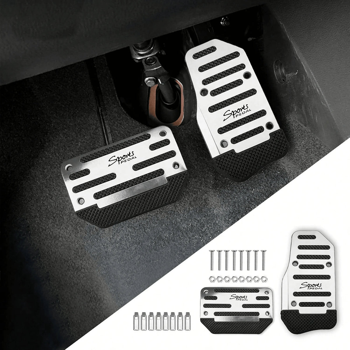 1 Set Red Alloy Automatic Pedal Cover With Anti-Slip Rubber, Wear-Resistant, Enhances Driving Safety, Suitable For Most Automatic Cars, SUVs And ATVs
