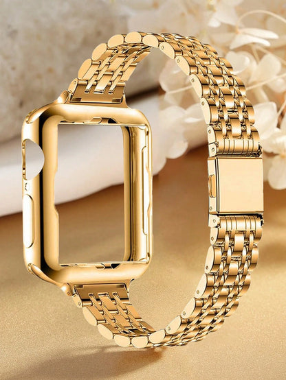 1 Set Stainless Steel Slim Watch Band + TPU Protective Case Compatible With Apple Watch 38/40/41/42/44/45/46/49mm, Suitable For Apple Watch Series 11/Ultra/SE/10/9/8/7/6/5/4/3/2/1 Accessories