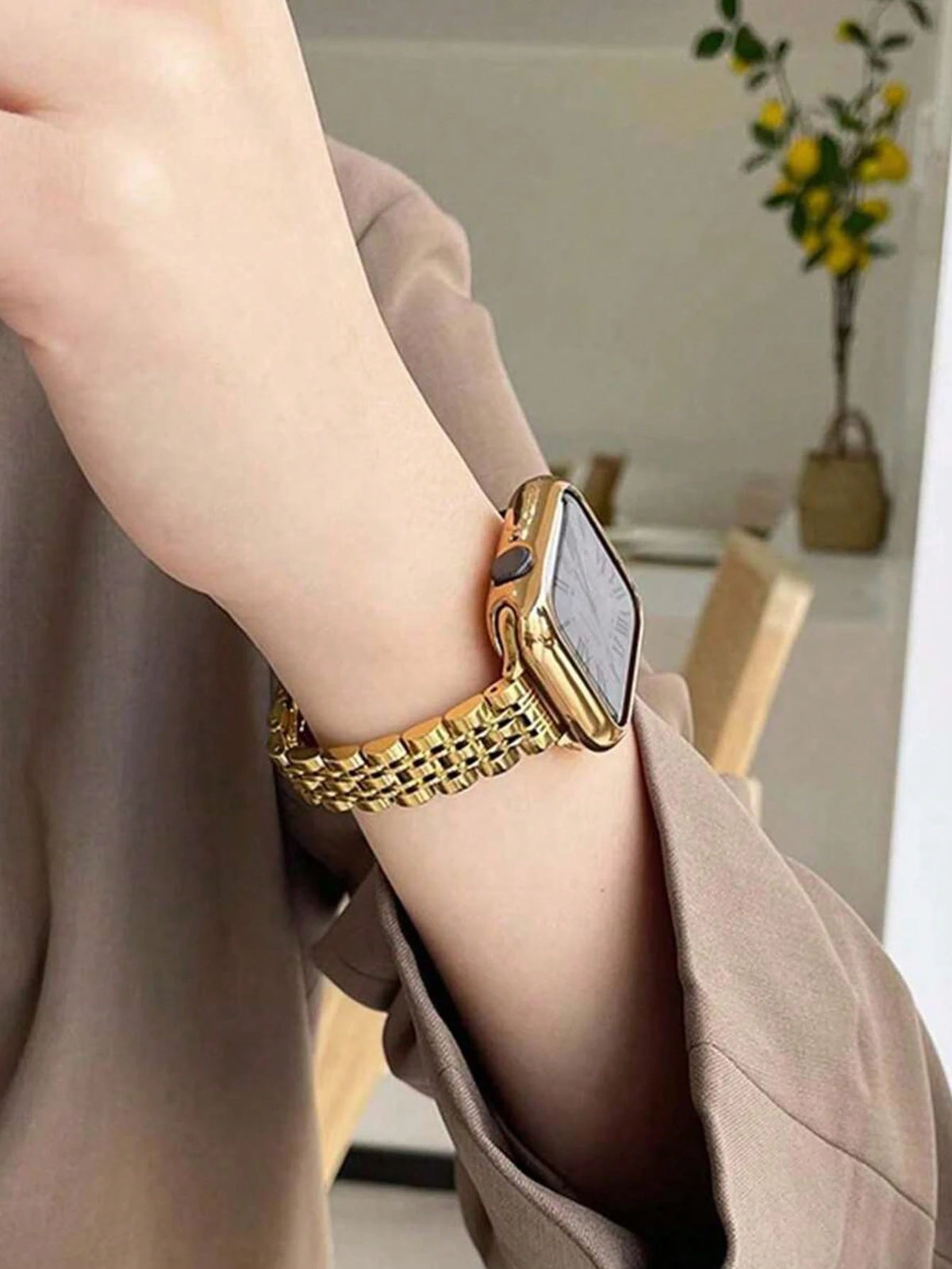 1 Set Stainless Steel Slim Watch Band + TPU Protective Case Compatible With Apple Watch 38/40/41/42/44/45/46/49mm, Suitable For Apple Watch Series 11/Ultra/SE/10/9/8/7/6/5/4/3/2/1 Accessories