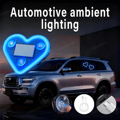 1 USB Rechargeable Neon Heart Light, Neon Light With Multiple Soft Lighting Modes, Universal Interior Ambient Light For All Vehicles, Cute Dashboard Decorative Light, Ideal Gift For Car Enthusiasts, V