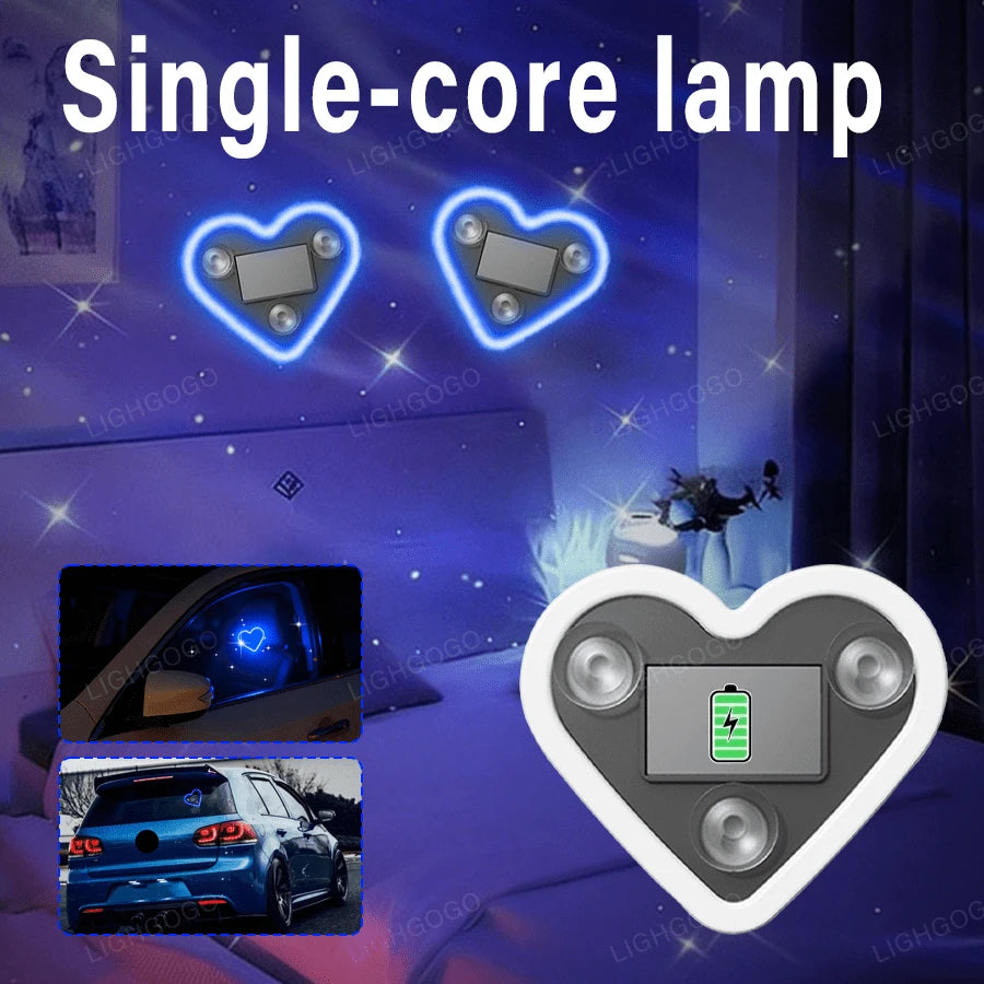 1 USB Rechargeable Neon Heart Light, Neon Light With Multiple Soft Lighting Modes, Universal Interior Ambient Light For All Vehicles, Cute Dashboard Decorative Light, Ideal Gift For Car Enthusiasts, V