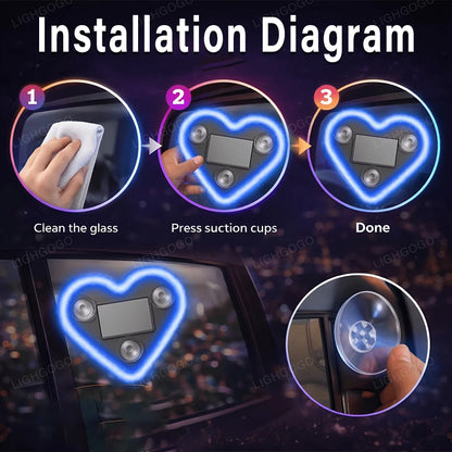 1 USB Rechargeable Neon Heart Light, Neon Light With Multiple Soft Lighting Modes, Universal Interior Ambient Light For All Vehicles, Cute Dashboard Decorative Light, Ideal Gift For Car Enthusiasts, V