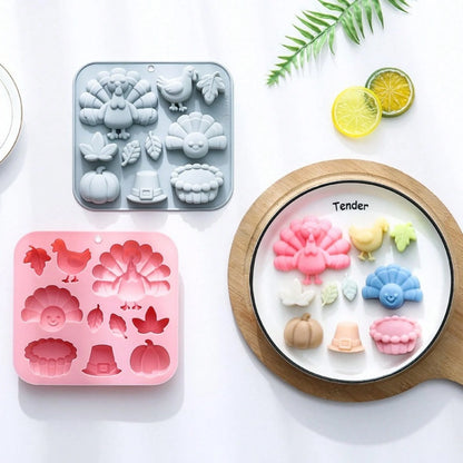 10-Hole Thanksgiving-Themed Silicone Mold, Suitable For Making Soaps, Candles, Resin And Plaster Crafts, And As A Collectible Gift.