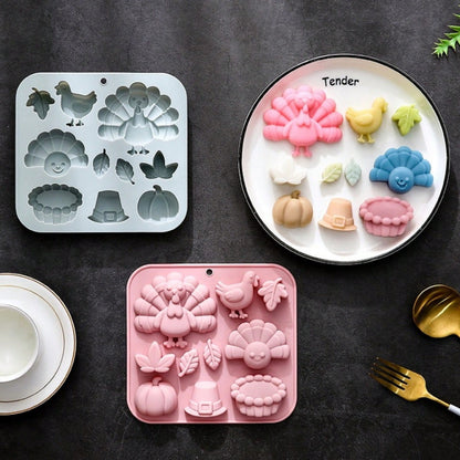 10-Hole Thanksgiving-Themed Silicone Mold, Suitable For Making Soaps, Candles, Resin And Plaster Crafts, And As A Collectible Gift.
