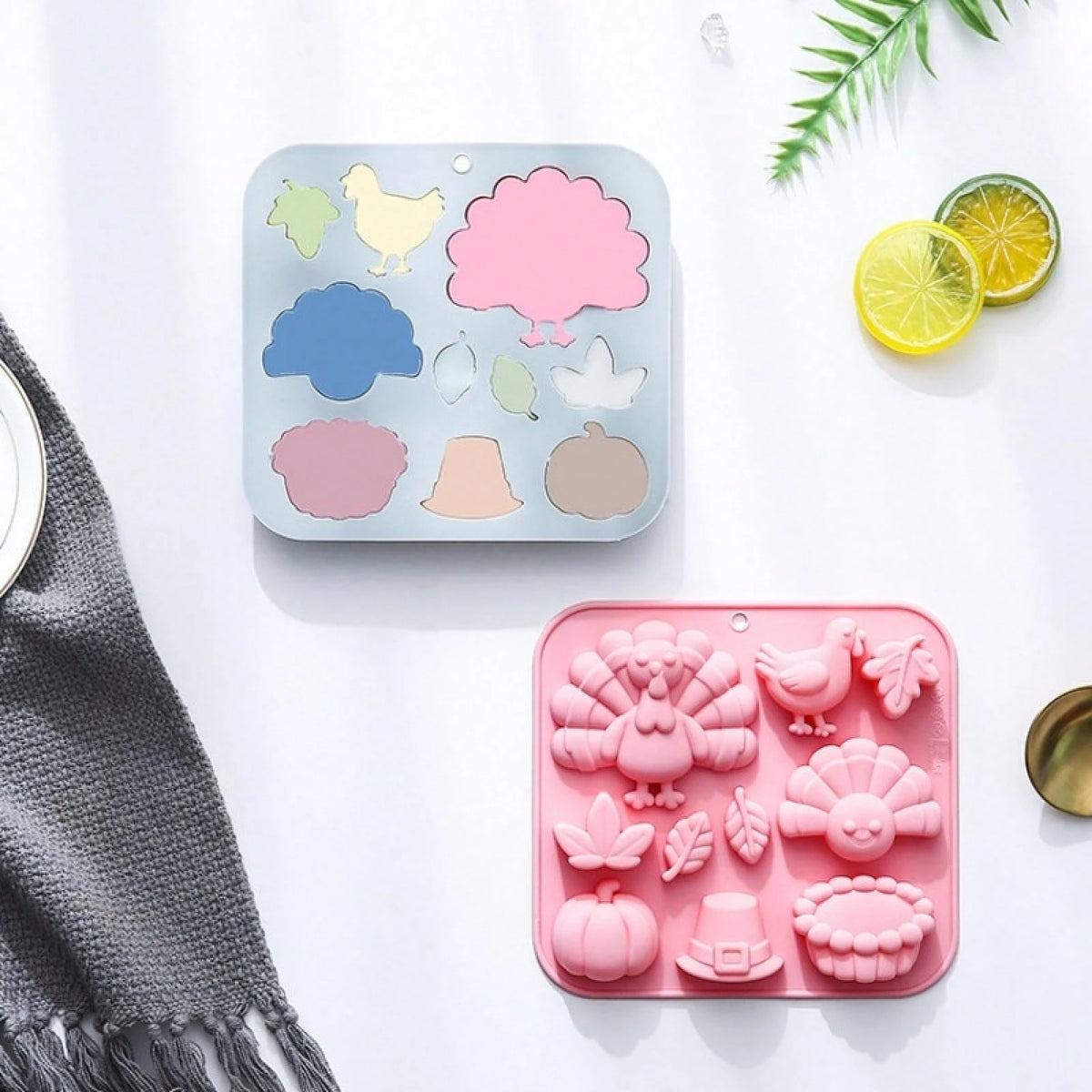 10-Hole Thanksgiving-Themed Silicone Mold, Suitable For Making Soaps, Candles, Resin And Plaster Crafts, And As A Collectible Gift.