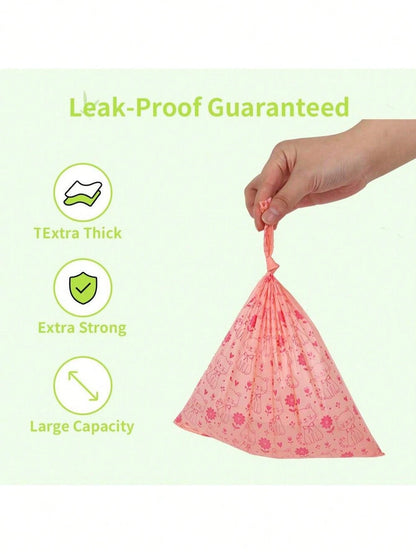 180pcs Cute Cat Printed Pet Poop Bags, Heavy Duty Lemon Scented Dog Waste Bags For Daily Walking, Leak-Proof Easy Tear Waste Disposal Bags