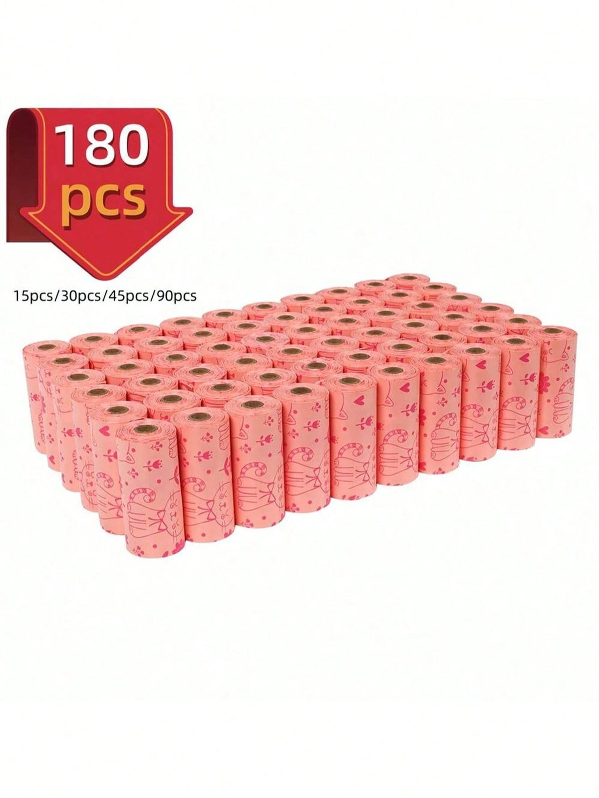 180pcs Cute Cat Printed Pet Poop Bags, Heavy Duty Lemon Scented Dog Waste Bags For Daily Walking, Leak-Proof Easy Tear Waste Disposal Bags
