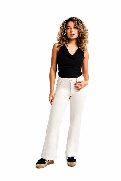 1822 Denim Petite Slim Wide Leg Jeans-White Smoke