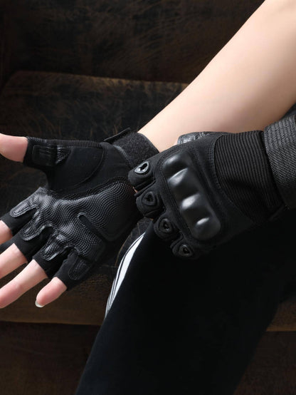 1pair Outdoor Sports Cycling Half-Finger Gloves,Suitable For Cycling,Riding Motorcycle And Skiing,Black Gloves