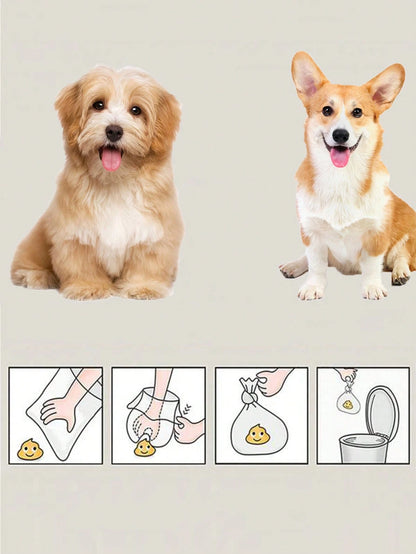 1pc Bone-Shaped Dog Waste Poop Scooper With 2 Rolls/30pcs Disposable Solid Color Dog Poop Bags, Portable Waste Bags For Outdoor Walking. (The Size Of The Bags Is 30x22cm When Opened.)