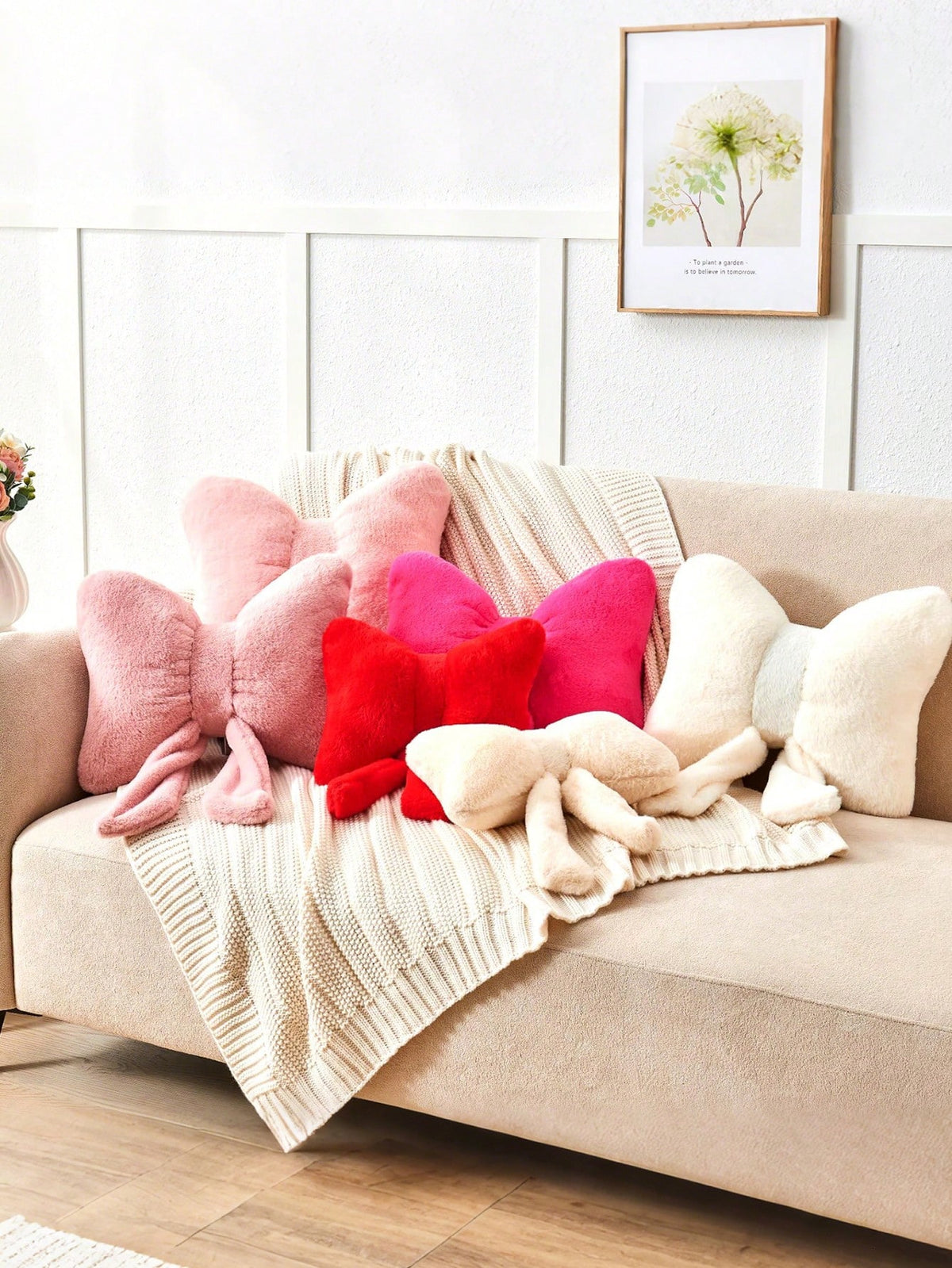 1pc Bowknot Home Decor Throw Pillow (Includes Pillow Insert), Soft And Comfortable All-Season Versatile Sofa Cushion Seat Pad, Suitable For Bedroom, Living Room, Sofa, Bed, Valentine's Day, Daily Gath