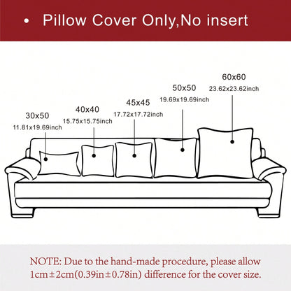 1pc Camel Herringbone Piped Cushion Cover, Modern Luxurious Soft Chenille Piped Decorative Pillow Sham, Suitable For Sofa, Bed, Bedroom, Office, Hotel, All Season