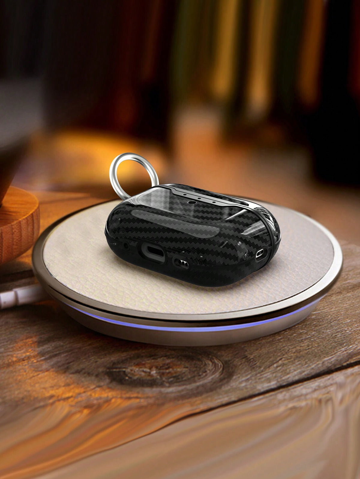 1pc Carbon Fiber Material Apple Earphone Protective Case, Compatible With Apple Earphones 2nd Gen Charging Case