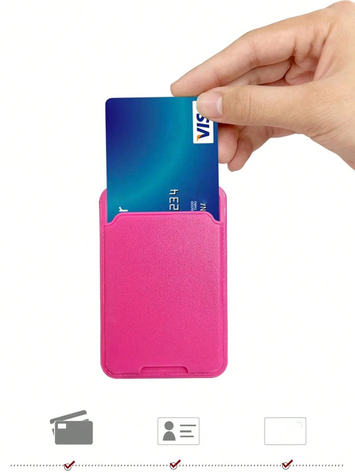 1pc Card Holder Back Cover Phone Case, Solid Color Leather Texture Independent Card Slot, For ID/Bank/Bus Card, Self-Adhesive Card Slot Design For Check ID Business Card, Gifts For Mother, Family, Fri