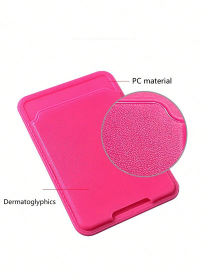1pc Card Holder Back Cover Phone Case, Solid Color Leather Texture Independent Card Slot, For ID/Bank/Bus Card, Self-Adhesive Card Slot Design For Check ID Business Card, Gifts For Mother, Family, Fri