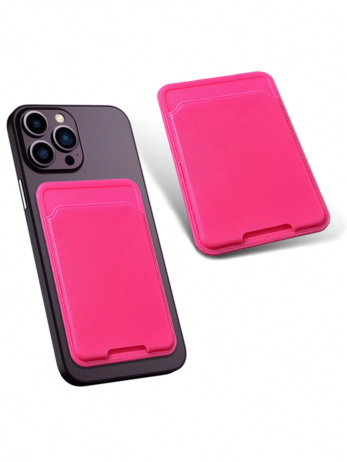 1pc Card Holder Back Cover Phone Case, Solid Color Leather Texture Independent Card Slot, For ID/Bank/Bus Card, Self-Adhesive Card Slot Design For Check ID Business Card, Gifts For Mother, Family, Fri