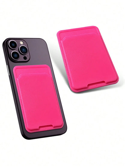 1pc Card Holder Back Cover Phone Case, Solid Color Leather Texture Independent Card Slot, For ID/Bank/Bus Card, Self-Adhesive Card Slot Design For Check ID Business Card, Gifts For Mother, Family, Fri