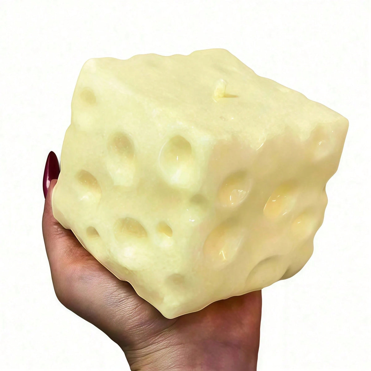 1PC Children Cheese Crunchy Squishy Toy, Oversized Cube Cheese Stress Relief Squeezable Ball, Non Rebound Fingertip Fidget Squishies, Holiday Gift Decompression Toy Soft Cheese