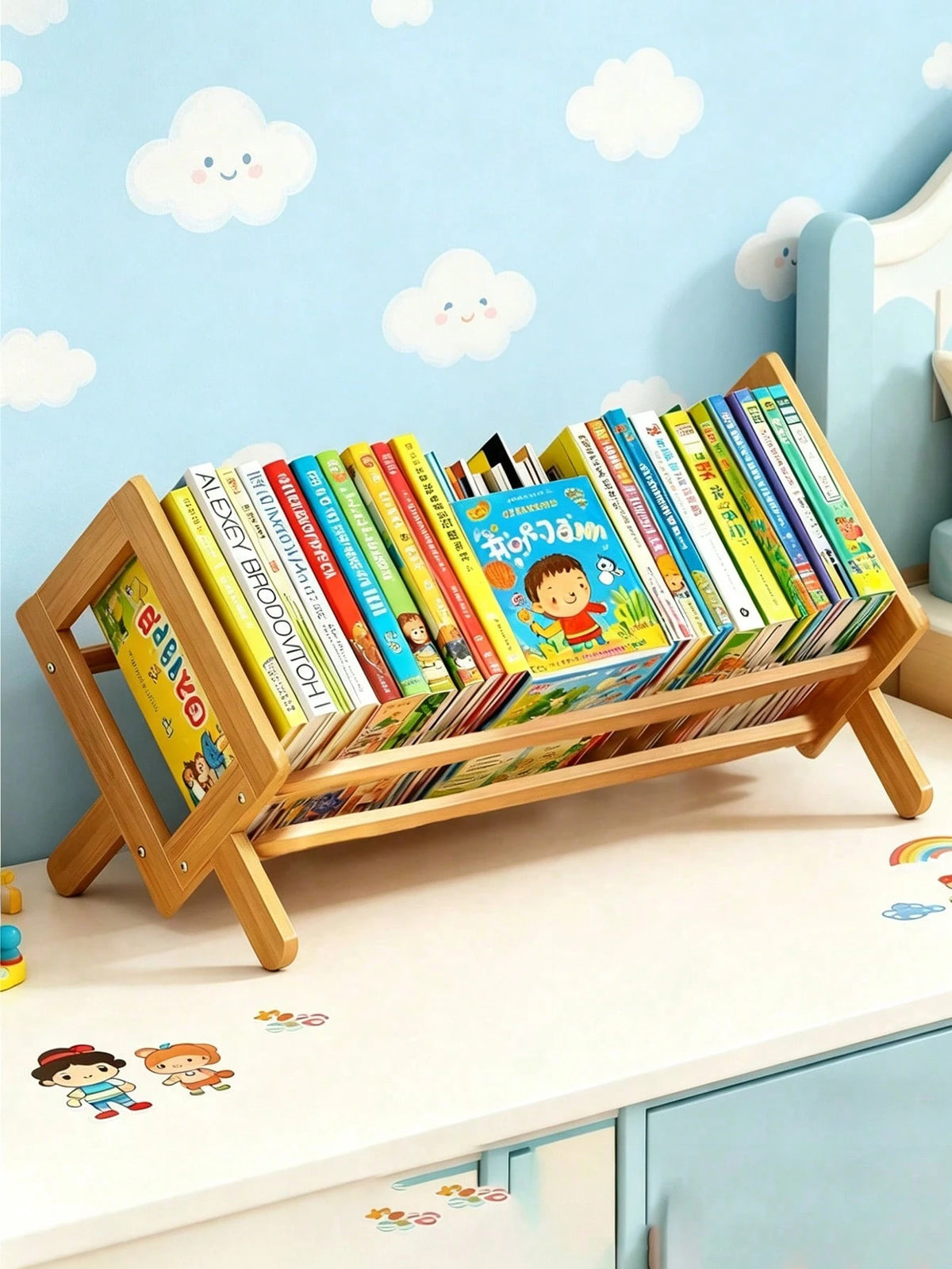 1pc Children's Room Bookshelf Desktop Kids Student Small Bookshelf Floor Standing Children's Desk Storage Rack