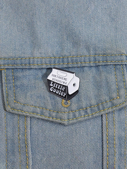 1pc Creative Black Milk Box Shaped Cartoon Brooch, Suitable For Men And Women Daily Wear