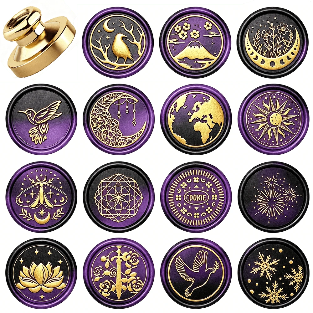 1pc Detachable Round Brass Wax Seal Stamp Head, No Handle, Suitable For Decoration, Greeting Cards, Envelopes, Wine Bottle Seals, Notebooks, Perfume Bottles