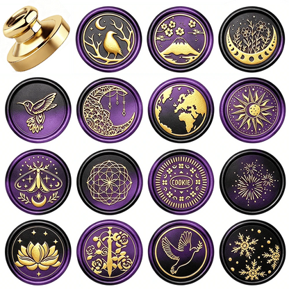 1pc Detachable Round Brass Wax Seal Stamp Head, No Handle, Suitable For Decoration, Greeting Cards, Envelopes, Wine Bottle Seals, Notebooks, Perfume Bottles