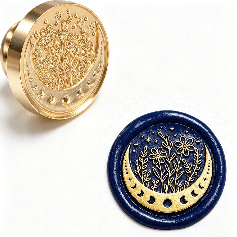 1pc Detachable Round Brass Wax Seal Stamp Head, No Handle, Suitable For Decoration, Greeting Cards, Envelopes, Wine Bottle Seals, Notebooks, Perfume Bottles