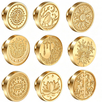 1pc Detachable Round Brass Wax Seal Stamp Head, No Handle, Suitable For Decoration, Greeting Cards, Envelopes, Wine Bottle Seals, Notebooks, Perfume Bottles
