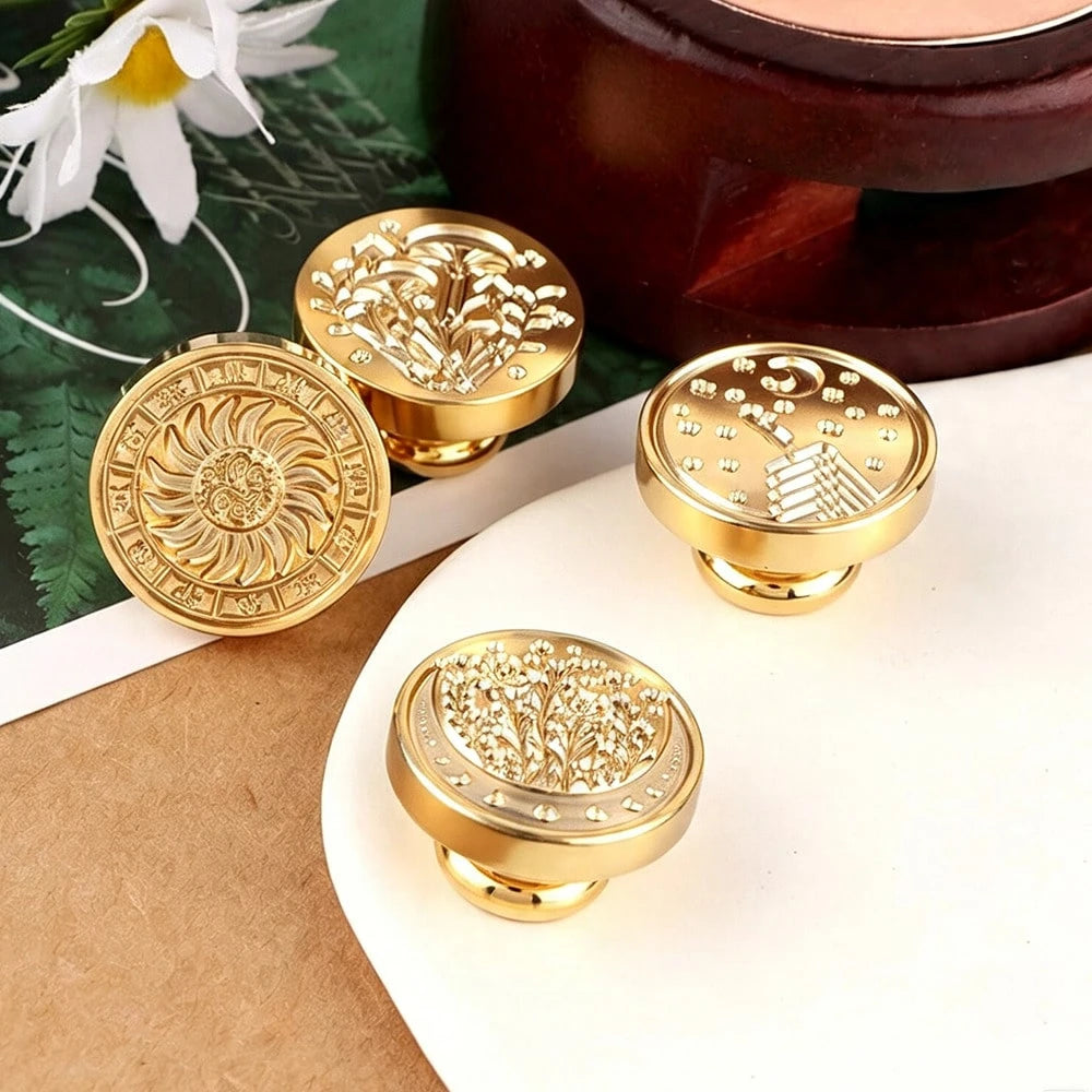 1pc Detachable Round Brass Wax Seal Stamp Head, No Handle, Suitable For Decoration, Greeting Cards, Envelopes, Wine Bottle Seals, Notebooks, Perfume Bottles