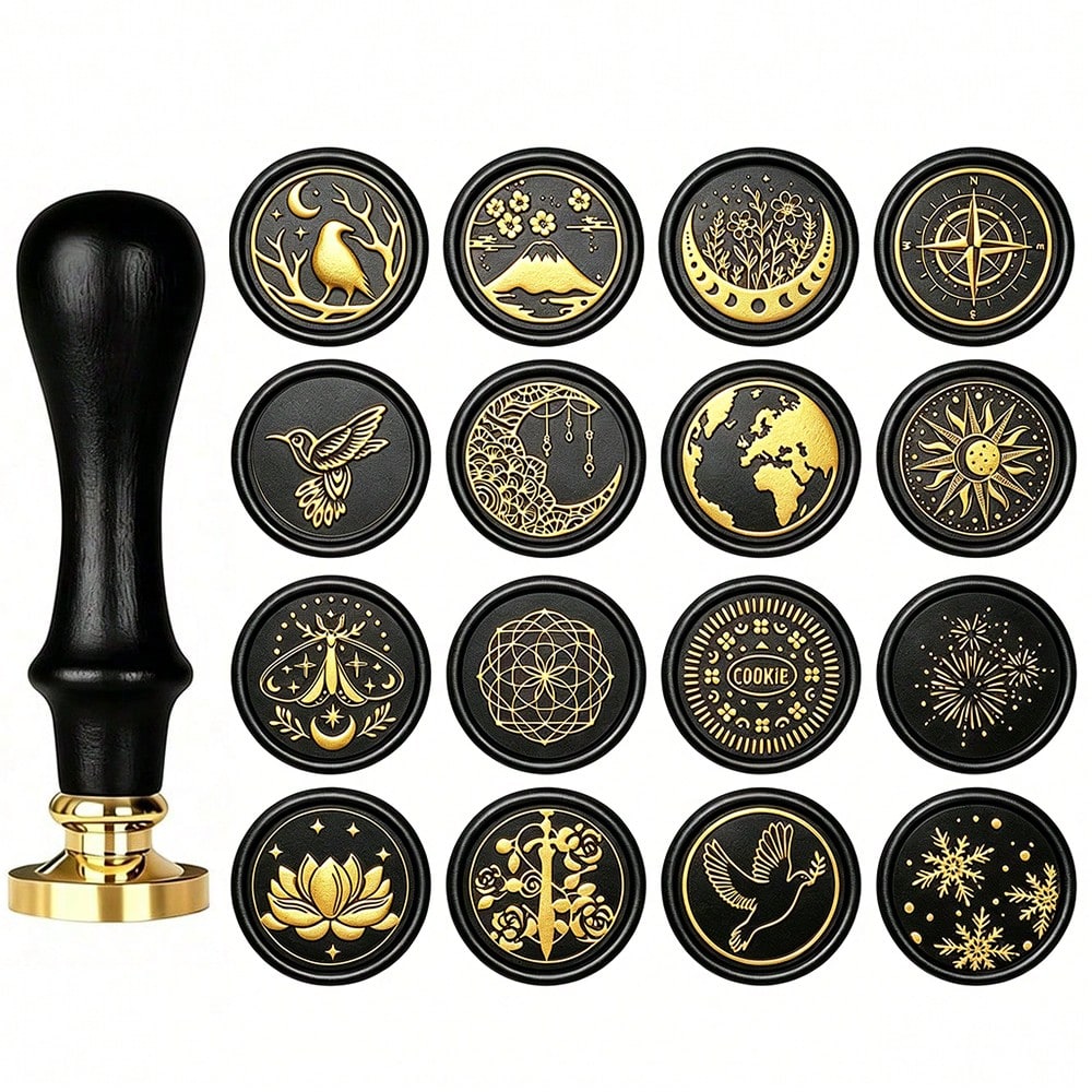 1pc Detachable Round Brass Wax Seal Stamp Head, No Handle, Suitable For Decoration, Greeting Cards, Envelopes, Wine Bottle Seals, Notebooks, Perfume Bottles