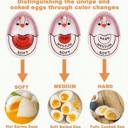1pc Egg Timer, Resin Creative Egg Cooking Timer, Cute Chicken Egg Clock- Sensitive Color Change Indicator For Hard And Soft Boiled Eggs, Medium Hardness, No Power Needed, Fun Kitchen Tool With Cracke