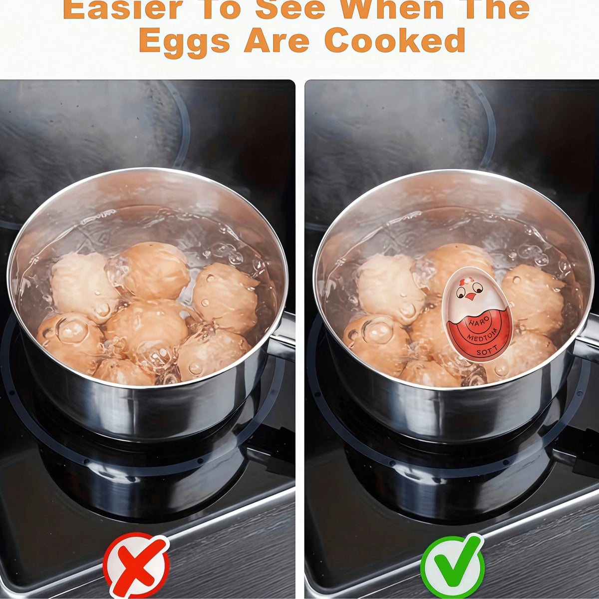 1pc Egg Timer, Resin Creative Egg Cooking Timer, Cute Chicken Egg Clock- Sensitive Color Change Indicator For Hard And Soft Boiled Eggs, Medium Hardness, No Power Needed, Fun Kitchen Tool With Cracke
