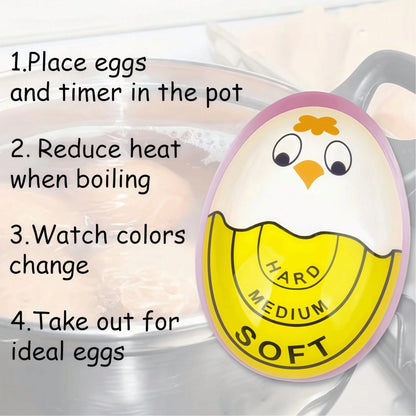 1pc Egg Timer, Resin Creative Egg Cooking Timer, Cute Chicken Egg Clock- Sensitive Color Change Indicator For Hard And Soft Boiled Eggs, Medium Hardness, No Power Needed, Fun Kitchen Tool With Cracke