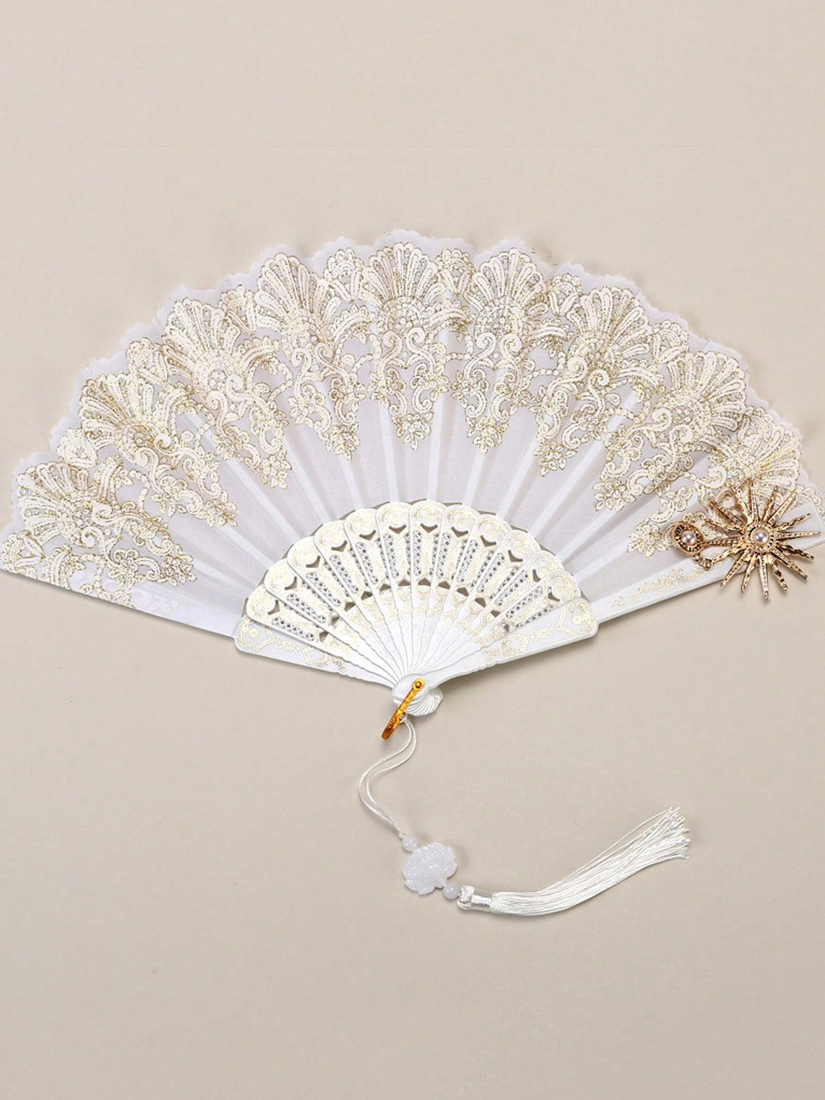 1pc Elegant Vintage Spanish Lace Fan Luxurious European Rose Folding Fan For Cosplay Performance Decoration Valentine's Day