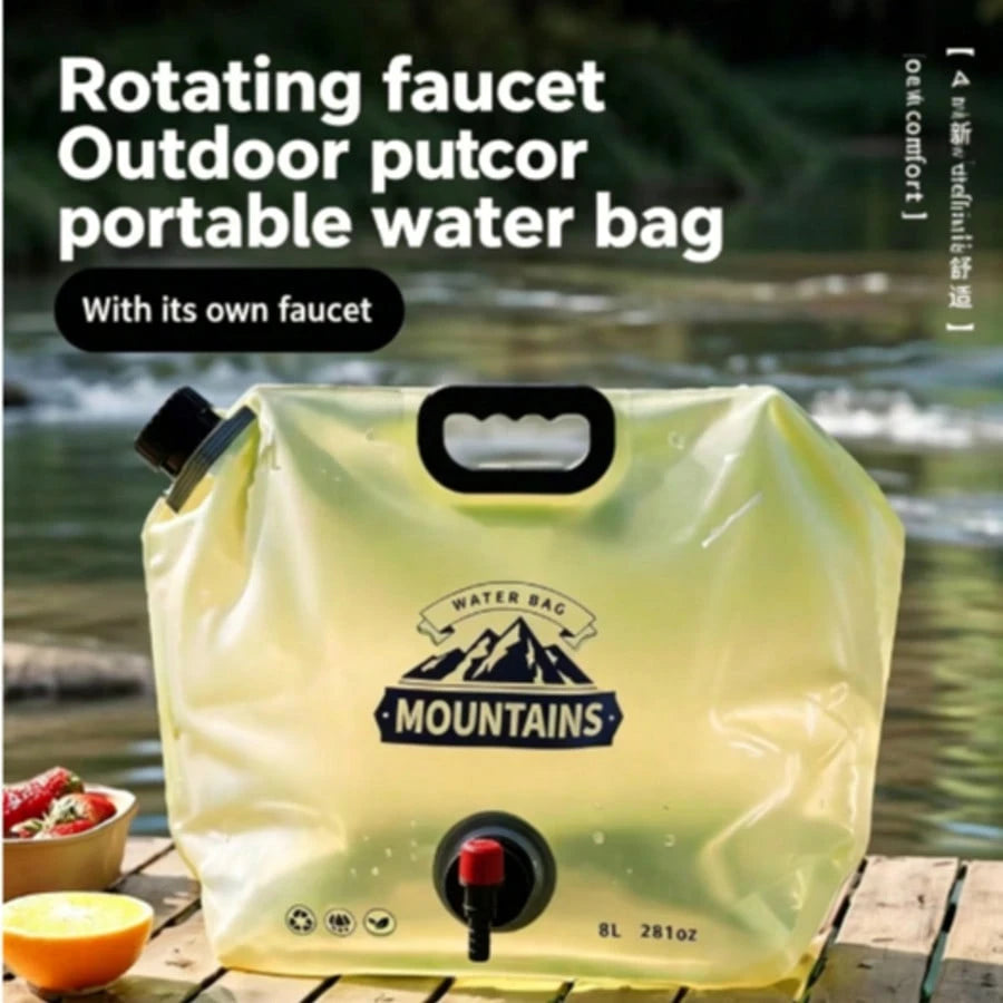(2pcs)8L Collapsible Water Container With Spigot, Portable B PA-Free Water Bag, Lightweight Leakproof Water Carrier For Camping Hiking Emergency Outdoor Adventures (Light Green)