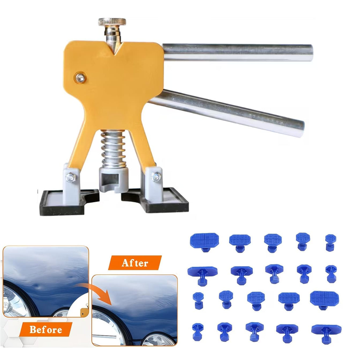 [Car Dent Repair Tool] Paintless Body Dent Repair Kit- Car Dent Puller Tabs Removal Tool With Mats- Minor Dent Removal